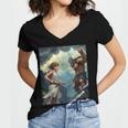 David And Goliath Bible Book Of Samuel King David Comic Women's Jersey Short Sleeve Deep V-Neck Tshirt