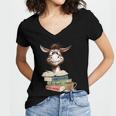 Donkey Reading Book Read Books Be Kind Stay Weird Librarian Women's Jersey Short Sleeve Deep V-Neck Tshirt Donkey Reading Book Read Books Be Kind Stay Weird Librarian Women's Jersey Short Sleeve Deep V-Neck Tshirt