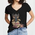 Dragon Read Books Be Kind Stay Weird Book Lover Women's Jersey Short Sleeve Deep V-Neck Tshirt