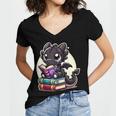 Dragon Reading A Book Cute Bookworm Book Lover Women's Jersey Short Sleeve Deep V-Neck Tshirt