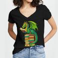 Dragon Reading Books Matching Bookworm Readers Librarian Women's Jersey Short Sleeve Deep V-Neck Tshirt