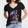 Dragons And Books Dragonworm Book Lover Reading Women's Jersey Short Sleeve Deep V-Neck Tshirt Dragons And Books Dragonworm Book Lover Reading Women's Jersey Short Sleeve Deep V-Neck Tshirt