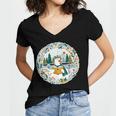 Duck Wilderness Book Reading Illustration Floral Women's Jersey Short Sleeve Deep V-Neck Tshirt Duck Wilderness Book Reading Illustration Floral Women's Jersey Short Sleeve Deep V-Neck Tshirt