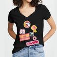 Dungeon Crawler Carl Colorful Sticker Collage LitRPG Book Women's Jersey Short Sleeve Deep V-Neck Tshirt Dungeon Crawler Carl Colorful Sticker Collage LitRPG Book Women's Jersey Short Sleeve Deep V-Neck Tshirt