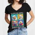Eagle Love Reading And Eagles Child Book Lover Women's Jersey Short Sleeve Deep V-Neck Tshirt