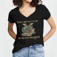 Easily Distracted By Books And Dragons Graphic Women's Jersey Short Sleeve Deep V-Neck Tshirt