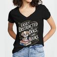 Easily Distracted By Dogs And Books Reader Animal Dog Women's Jersey Short Sleeve Deep V-Neck Tshirt Easily Distracted By Dogs And Books Reader Animal Dog Women's Jersey Short Sleeve Deep V-Neck Tshirt