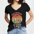 Easily Distracted By Sloths And Books Women's Jersey Short Sleeve Deep V-Neck Tshirt Easily Distracted By Sloths And Books Women's Jersey Short Sleeve Deep V-Neck Tshirt