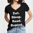 Eat Sleep Read Repeat Book Enthusiast Women's Jersey Short Sleeve Deep V-Neck Tshirt