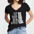 Eat Sleep Read Repeat Reading Book Librarian Men Women Kids Women's Jersey Short Sleeve Deep V-Neck Tshirt