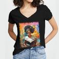 Educated Afro Girl Reading Book Lover History Month Women's Jersey Short Sleeve Deep V-Neck Tshirt Educated Afro Girl Reading Book Lover History Month Women's Jersey Short Sleeve Deep V-Neck Tshirt
