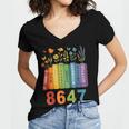 Equal Rights Book Flower Resist 86 47 Feminist Women Rights Women's Jersey Short Sleeve Deep V-Neck Tshirt