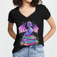 Fantasy Dragon Reading Books Bookworm Women's Jersey Short Sleeve Deep V-Neck Tshirt Fantasy Dragon Reading Books Bookworm Women's Jersey Short Sleeve Deep V-Neck Tshirt