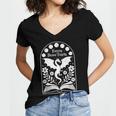 Fantasy Drama Tragedy Dragon Book Magic Gothic Moon Phases Women's Jersey Short Sleeve Deep V-Neck Tshirt Fantasy Drama Tragedy Dragon Book Magic Gothic Moon Phases Women's Jersey Short Sleeve Deep V-Neck Tshirt