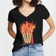 Flames And Lighter Costume For Matchbook Lovers Women's Jersey Short Sleeve Deep V-Neck Tshirt