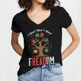 Freadom Tree Read Reading Librarian Book Across America Women's Jersey Short Sleeve Deep V-Neck Tshirt