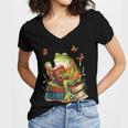 Frog & Toad Fishing Vintage Classic Book Frog Reading Book Women's Jersey Short Sleeve Deep V-Neck Tshirt Frog & Toad Fishing Vintage Classic Book Frog Reading Book Women's Jersey Short Sleeve Deep V-Neck Tshirt