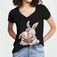 Funny Book Reading Quote For Women And Girls Rabbits Women's Jersey Short Sleeve Deep V-Neck Tshirt