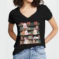 Ghost Christmas Reading Book Lover Library Christmas Teacher Women's Jersey Short Sleeve Deep V-Neck Tshirt