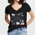 Girl Coquette Bow Just One More Chapter Book Bookish Reading Women's Jersey Short Sleeve Deep V-Neck Tshirt