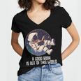 Good Book Is Out Of This World Astronaut Space Women's Jersey Short Sleeve Deep V-Neck Tshirt
