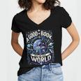 A Good Book Is Out Of This World Shirt Astronaut Reading Women's Jersey Short Sleeve Deep V-Neck Tshirt
