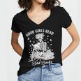 Good Girls Read Bad Books Skeleton Reading Book Halloween Women's Jersey Short Sleeve Deep V-Neck Tshirt Good Girls Read Bad Books Skeleton Reading Book Halloween Women's Jersey Short Sleeve Deep V-Neck Tshirt