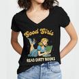 Good That Girls Read Dirty Books Smut Reader Book Romance Women's Jersey Short Sleeve Deep V-Neck Tshirt