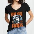 Halloween Book Lover Ghost Boo Pun Read More Boooks Women's Jersey Short Sleeve Deep V-Neck Tshirt Halloween Book Lover Ghost Boo Pun Read More Boooks Women's Jersey Short Sleeve Deep V-Neck Tshirt