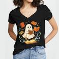Halloween Cute Ghost Shirt Reading Books Ghost Women's Jersey Short Sleeve Deep V-Neck Tshirt