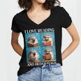 Hedgehog Love Reading And Hedgehogs Child Book Lover Women's Jersey Short Sleeve Deep V-Neck Tshirt Hedgehog Love Reading And Hedgehogs Child Book Lover Women's Jersey Short Sleeve Deep V-Neck Tshirt