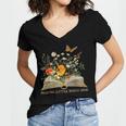 Helping Little Minds Grow Floral Book Education SPED Teacher Women's Jersey Short Sleeve Deep V-Neck Tshirt