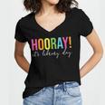 Hooray It's Library Day Teacher Reader Books Back To School Women's Jersey Short Sleeve Deep V-Neck Tshirt Hooray It's Library Day Teacher Reader Books Back To School Women's Jersey Short Sleeve Deep V-Neck Tshirt