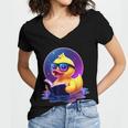 Humor Rubber Duck Reading Book Women's Jersey Short Sleeve Deep V-Neck Tshirt