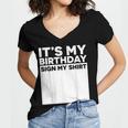 It's My Birthday Sign Boy Men Decoration Guestbook Women's Jersey Short Sleeve Deep V-Neck Tshirt