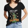 Just a Boy Who Loves Dragons And Books Reading Dragon Women's Jersey Short Sleeve Deep V-Neck Tshirt Just a Boy Who Loves Dragons And Books Reading Dragon Women's Jersey Short Sleeve Deep V-Neck Tshirt