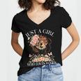 Just A Girl Who Loves Books Book Lover Reading For Women Women's Jersey Short Sleeve Deep V-Neck Tshirt