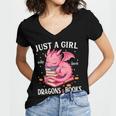 Just A Girl Who Loves Dragons And Books Dragon Reading Lover Women's Jersey Short Sleeve Deep V-Neck Tshirt Just A Girl Who Loves Dragons And Books Dragon Reading Lover Women's Jersey Short Sleeve Deep V-Neck Tshirt