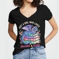 Just a Girl Who Loves Dragons And Books Dragon Reading Women's Jersey Short Sleeve Deep V-Neck Tshirt Just a Girl Who Loves Dragons And Books Dragon Reading Women's Jersey Short Sleeve Deep V-Neck Tshirt