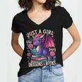 Just a Girl Who Loves Dragons And Books Dragon Women's Jersey Short Sleeve Deep V-Neck Tshirt