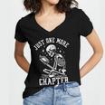Just One More Chapter Skeleton Reading Book Women's Jersey Short Sleeve Deep V-Neck Tshirt Just One More Chapter Skeleton Reading Book Women's Jersey Short Sleeve Deep V-Neck Tshirt