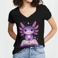Kawaii Axolotl Cute Axolotls Reading Book Women's Jersey Short Sleeve Deep V-Neck Tshirt Kawaii Axolotl Cute Axolotls Reading Book Women's Jersey Short Sleeve Deep V-Neck Tshirt