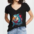 Kawaii Shark Reads Book Reading Library Book Bookworm Women's Jersey Short Sleeve Deep V-Neck Tshirt Kawaii Shark Reads Book Reading Library Book Bookworm Women's Jersey Short Sleeve Deep V-Neck Tshirt