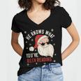 He Knows What You'Ve Been Reading Book Lover Women Santa Women's Jersey Short Sleeve Deep V-Neck Tshirt He Knows What You'Ve Been Reading Book Lover Women Santa Women's Jersey Short Sleeve Deep V-Neck Tshirt