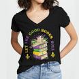 Let The Good Books Roll Mardi Gras Reading Women's Jersey Short Sleeve Deep V-Neck Tshirt