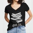 Let's Get Lit Books Women's Jersey Short Sleeve Deep V-Neck Tshirt