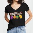 Librarian Let's All Go To The Library Cute Groovy Book Lover Women's Jersey Short Sleeve Deep V-Neck Tshirt