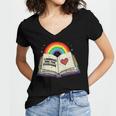 Libraries Are For Everyone Book LGBTQ Ally Gay Pride Month Women's Jersey Short Sleeve Deep V-Neck Tshirt Libraries Are For Everyone Book LGBTQ Ally Gay Pride Month Women's Jersey Short Sleeve Deep V-Neck Tshirt
