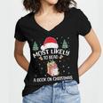 Most Likely To Read A Book On Christmas Love Reading Books Women's Jersey Short Sleeve Deep V-Neck Tshirt Most Likely To Read A Book On Christmas Love Reading Books Women's Jersey Short Sleeve Deep V-Neck Tshirt