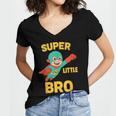 Little Cute Superhero Brother Comic Book Baby Bro Women's Jersey Short Sleeve Deep V-Neck Tshirt